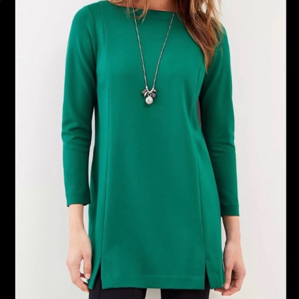 J Jill Ponte Knit Tunic Top in Jade